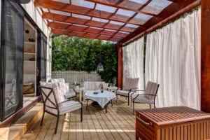 wooden garden furniture set in loft style